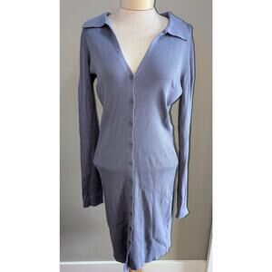 House of Harlow 1960 Revolve Carmen Knit Long Sleeve Collared Dress Periwinkle L